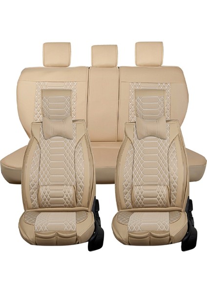 Subaru Forester Uyumlu Yarı Deri Oto Koltuk Kılıfı Tam Set Mars Seri (Bej)