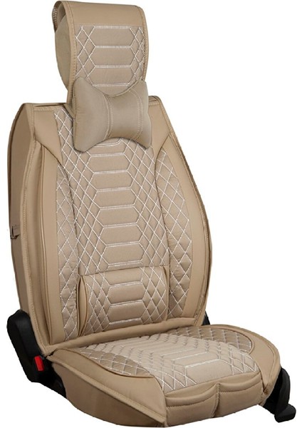 Infiniti EX30D Uyumlu Yarı Deri Oto Koltuk Kılıfı Tam Set Mars Seri (Bej)