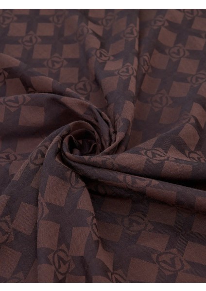 Alia Serisi Monogram Desen Şal - Kahve