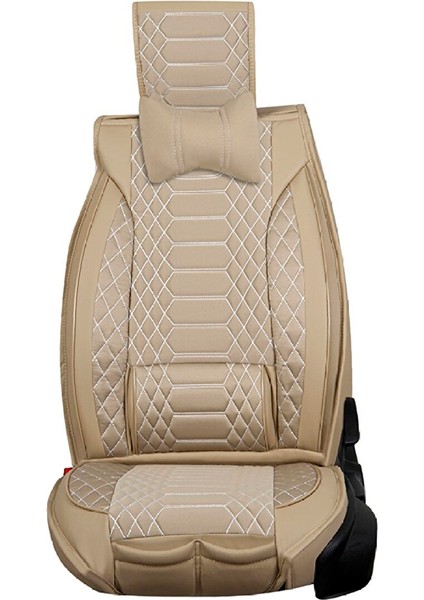 Fiat Egea Cross Uyumlu Yarı Deri Oto Koltuk Kılıfı Tam Set Mars Seri (Bej)