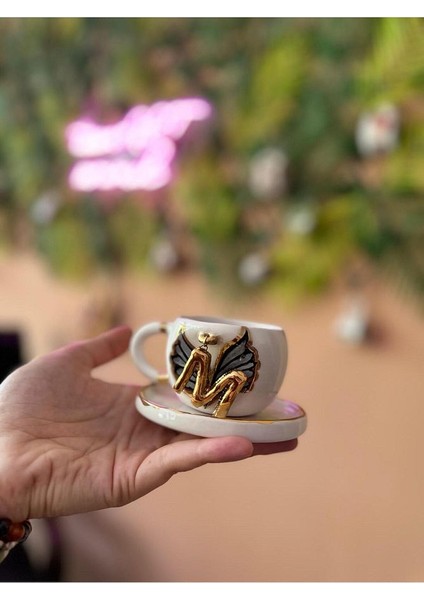 Sallanan Harf Seramik Mug Kupa 24K Altın Kaplama