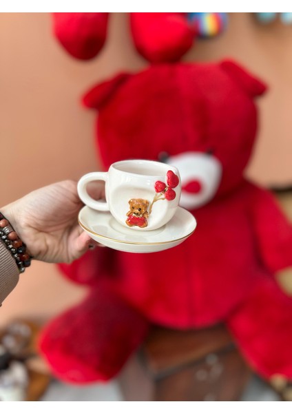 Uçan Balon Ayıcık Detay Sevgililer Günü Mug Kahve Fincanı