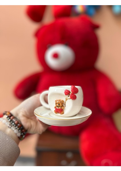 Uçan Balon Ayıcık Detay Sevgililer Günü Mug Kahve Fincanı modelleri