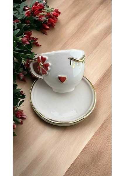 Papatya Kalp Göz Seramik Mug Kupa 24K Altın Kaplama fiyatları
