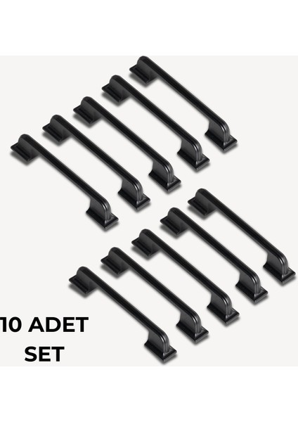 Mutfak Dolap Çekmece Kapak Mobilya Kulbu 96 mm 128 mm Lüks Metal Kulp Mat Siyah Kulp 10 Adet