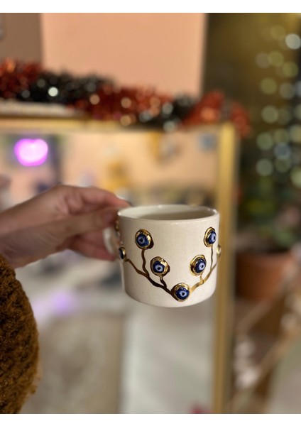 Nazar Boncuğu Detay Kahve Fincanı Mug 24K Altın-2 modelleri