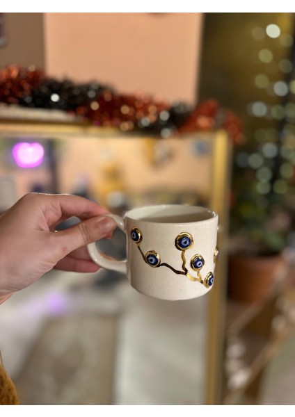 Nazar Boncuğu Detay Kahve Fincanı Mug 24K Altın-2 fırsatları