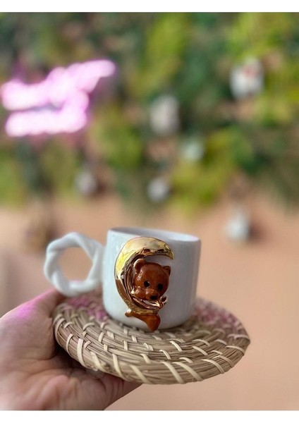 Ay ve Ayıcık Seramik Mug Kupa 24K Altın Kaplama