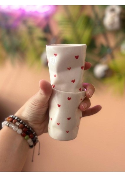 Kalpli Detay Seramik Buruşuk Bardak Kahve Fincanı 2li fiyatları