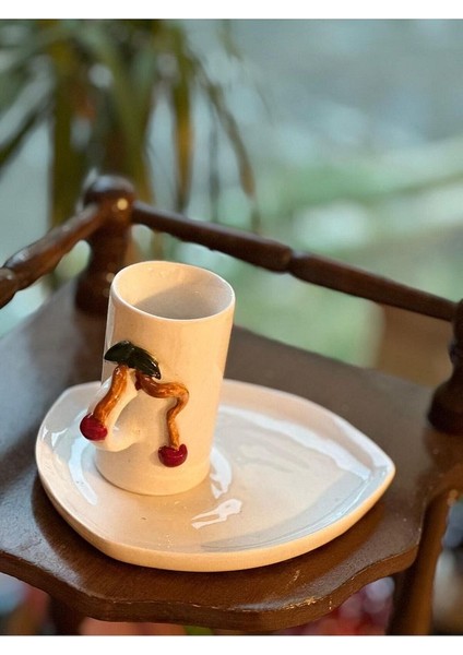 Kiraz Detay Seramik Mug Kupa 24K Altın Kaplama modelleri
