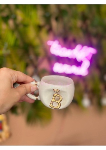 Kişiye Özel Harfli Model Kahve Fincanı 24K Altın Detay