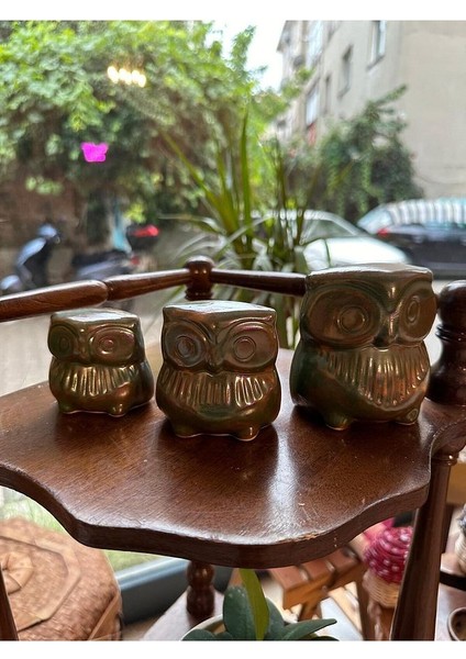 Eskitme Antik Yeşil 3lü Baykuş fiyatları