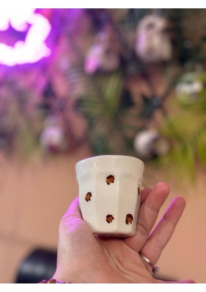 Espresso Leopar Detay Seramik Mug Kupa 24K Altın Kaplama fiyatları