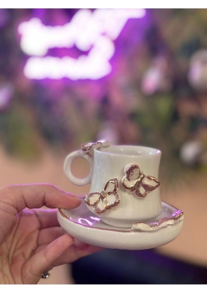Altın Kelebek Detay Seramik Mug Kupa 24K Altın Kaplama fiyatları