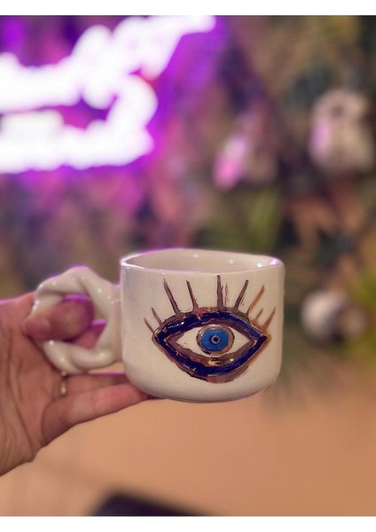 Nazar Göz 2 Detay Seramik Mug Kupa 24K Altın Kaplama