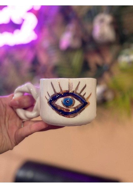Nazar Göz 2 Detay Seramik Mug Kupa 24K Altın Kaplama fiyatları