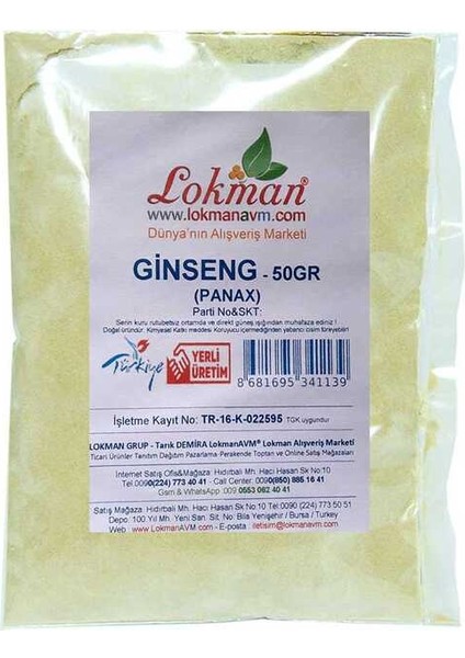 Ginseng Öğütülmüş 50 gr Paket fiyatları