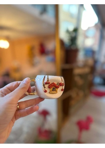 Ev Figür Yeni Yıl El Yapımı Seramik Bardak Kupa Mug