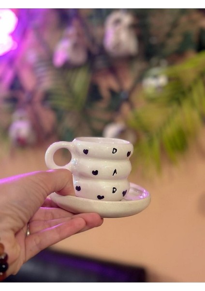 Dad Yazı Detay Seramik Kahve Mug Kupa Fincanı