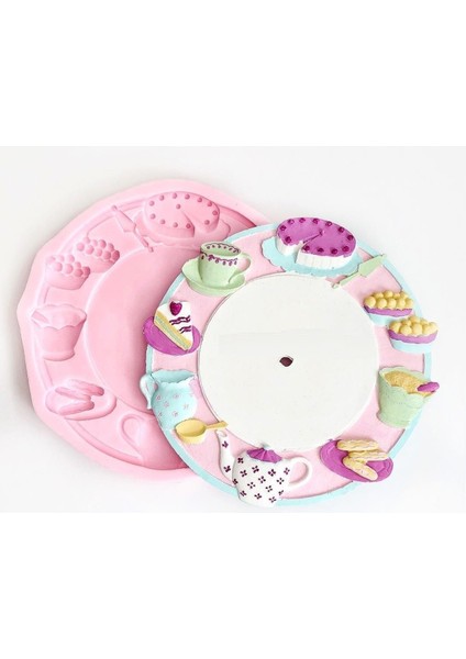 Mutfak Temalı Kabartma Saat 29CM Silikon Kalıp K-675