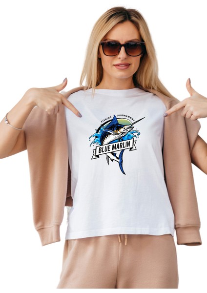 Kadın Balıkçılık Temalı Regular Tişört fiyatları