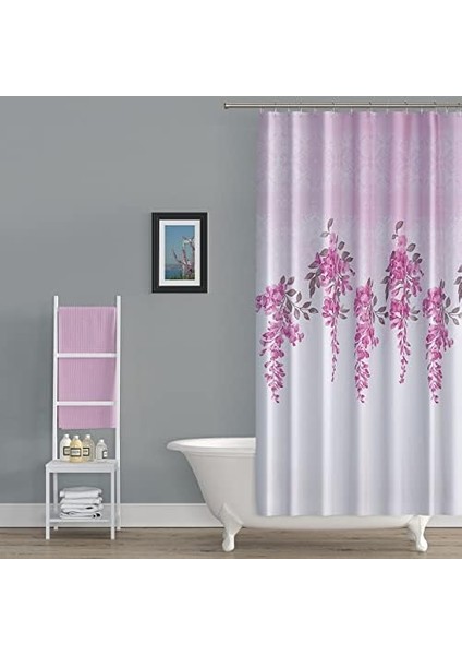 Lila Banyo Perdesi - 180X200 cm Duş Perdesi Polyester Kumaş Su Geçirmez Banyo Perdeleri, Tek Kanat Banyo Duş Perdesi modelleri
