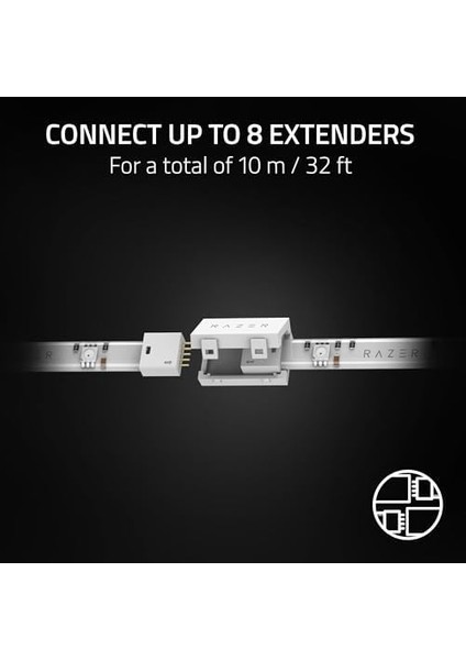 Aether Light Strip Extender - Rgb Led Işık Şeridi Uzatma (1m / 3ft Genişletici, 8 Genişleticiye Kadar Bağlayın, Esnek Tasarım) Beyaz