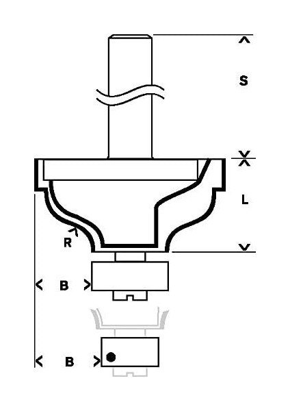 2 608 Aksesuarı 628 396 Profil Freze C 8 Mm, R1 4,8 Mm, G 9,5 Mm, L 14,3 Mm, G: 57 mm modelleri