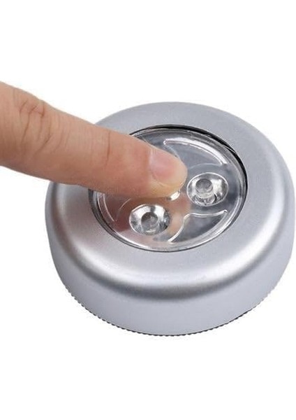 Outlet Kablosuz Spot Pilli Dokunmatik LED Lamba 3 Ledli Dolap Lambası