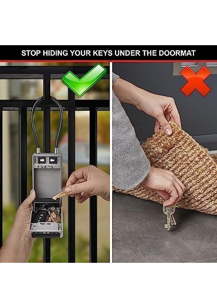 Lock Anahtar Kutusu, Esnek Kulplu, Açık Hava, 19,6 x 7,6 x 5,6 cm