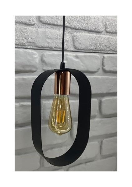 Oval Dizayn Bakır Duylu Ofis Cafe Restaurant Sarkıt Tekli Avize Aydınlatma