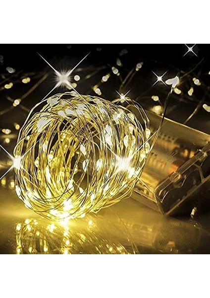 Peri LED Metre Gün Işığı Sarı Renkli Pilli Dekoratif Aydınlatma Süsleme Parti Sarı LED Işık Yılbaşı LED Işık Süsleme Dekorasyon Işığı Şerit Aydınlatma LED (Günışığı, 10)