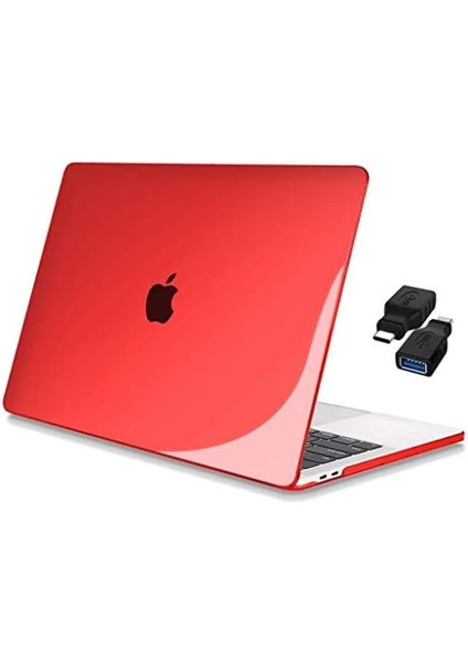 Apple 13" Macbook Pro A2338 M1 Kristal Kırmızı Koruyucu + USB Çevirici modelleri