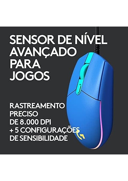 G203 Lıghtsync Gaming Mouse Özelleştirilebilir Rgb Aydınlatmalı, 6 Düğme Programlanabilir 8.000 Dpı'ye Kadar Izleme, Ultra Hafif - Mavi