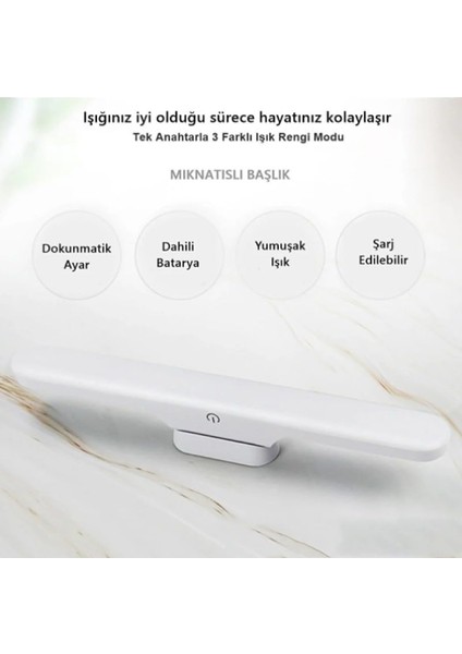 Mıknatıslı Kabin Makyaj Tıraş LED Işık USB Şarjlı Kablosuz LED Lamba Cabinet
