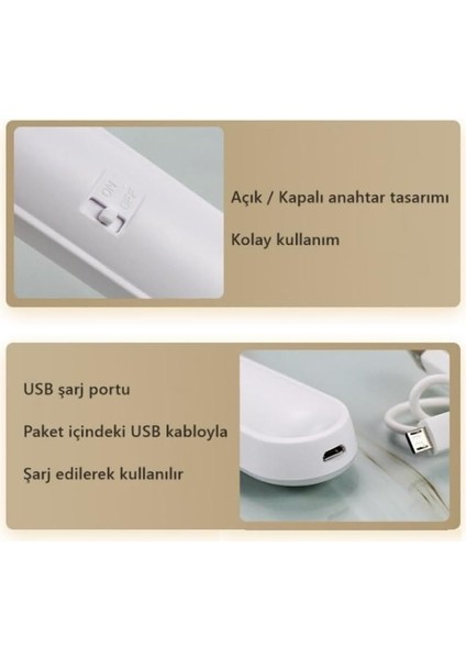 Mıknatıslı Kabin Makyaj Tıraş LED Işık USB Şarjlı Kablosuz LED Lamba Cabinet