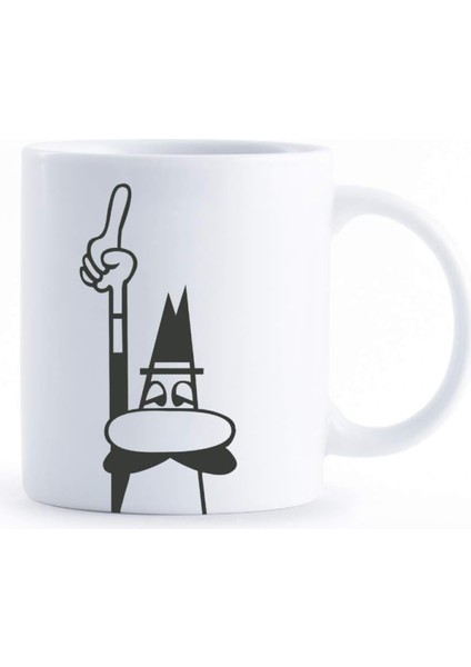 - Kupa - Mug - 320ML - Bialetti Ikonik Bıyıklı Adam Desenli - Porselen
