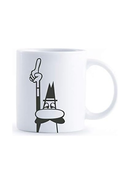 - Kupa - Mug - 320ML - Bialetti Ikonik Bıyıklı Adam Desenli - Porselen