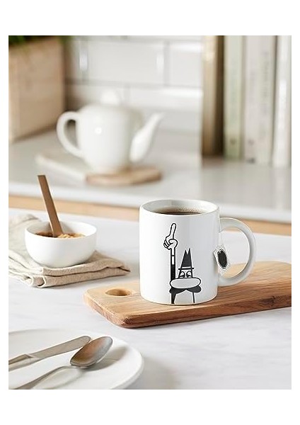 - Kupa - Mug - 320ML - Bialetti Ikonik Bıyıklı Adam Desenli - Porselen