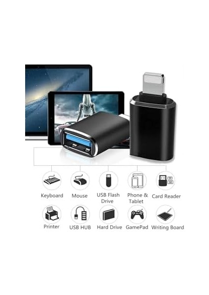 Lightning To USB Camera Adapter Beyaz, 2 Faklı Model, Kısa ve 12CM (Kısa)