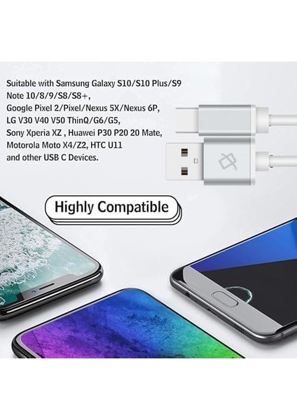 Şarj Type-C Kablo - Usb-C Veri ve Şarj Kablosu, Dayanıklı Malzeme, Hızlı Aktarım ve Şarj, Tüm Type-C Cihazlarla Uyumlu (100CM)
