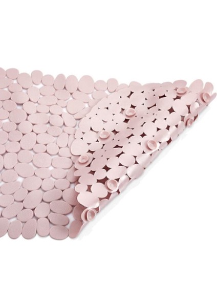 Banyo Duş ve Küvet Kaydırmazı Vantuzlu Taşlı Paspas 34 x 68 cm Pembe Renk SEA130P