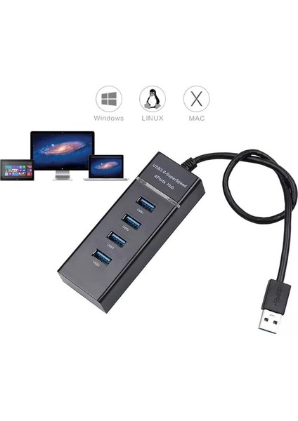 Plus PX-3010 USB Hub, 4 Port USB 3.0 Çoklayıcı, USB Çoklayıcı Siyah