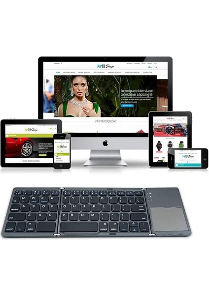 Bluetooth Klavye 3 Katmanlı Katlanabilir Portatif Taşınabilir Şık ve Kullanışlı Dokunmatik Yüzeye Sahip Klavye Windows/android/ıos/smart Tv B033