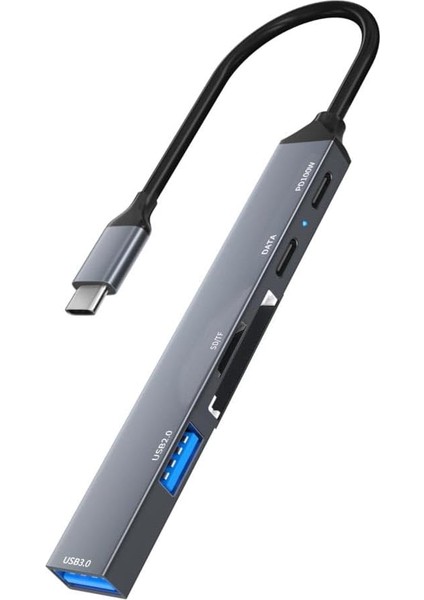 NR24 6in1 Type-C Hub Dock USB 3.0 5gbps Veri Aktarımı Kart Okuyucu 100W Pd Cep Telefonu Şarj Aleti