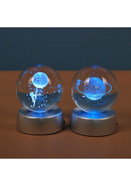 2'li Satürn Kız ve Astronot Işıklı Cam Küre 8cm*6cm indirimleri