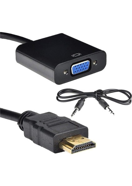 4488 HDMI To VGA Kablo Çevirici Dönüştürücü + Ses Destekli