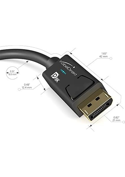 - 1 M - Displayport Kablosu, Dp 1.4, Vesa Sertifikalı (60 Hz'de 8k, 144 Hz, HDR10-OYUN Monitörleri Için Ideal, Freesync/g-Sync, Resmi Olarak Vesa Yönergelerine Göre Test Edilmiştir, Siyah)