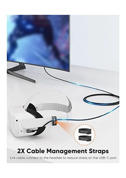 Gbps Type-C Vr Data Şarj Kablosu Oculus Quest 2 Için Link Cable 90° Type-C Uç USB 3.2 Kablo 5 Metre 3A CC1064 Profesyonel Bilgisayar Bağlantı Kablosu