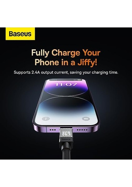 Coolplay Serisi Hızlı Şarj Kablosu USB To Ip 2.4A, 2m, Siyah